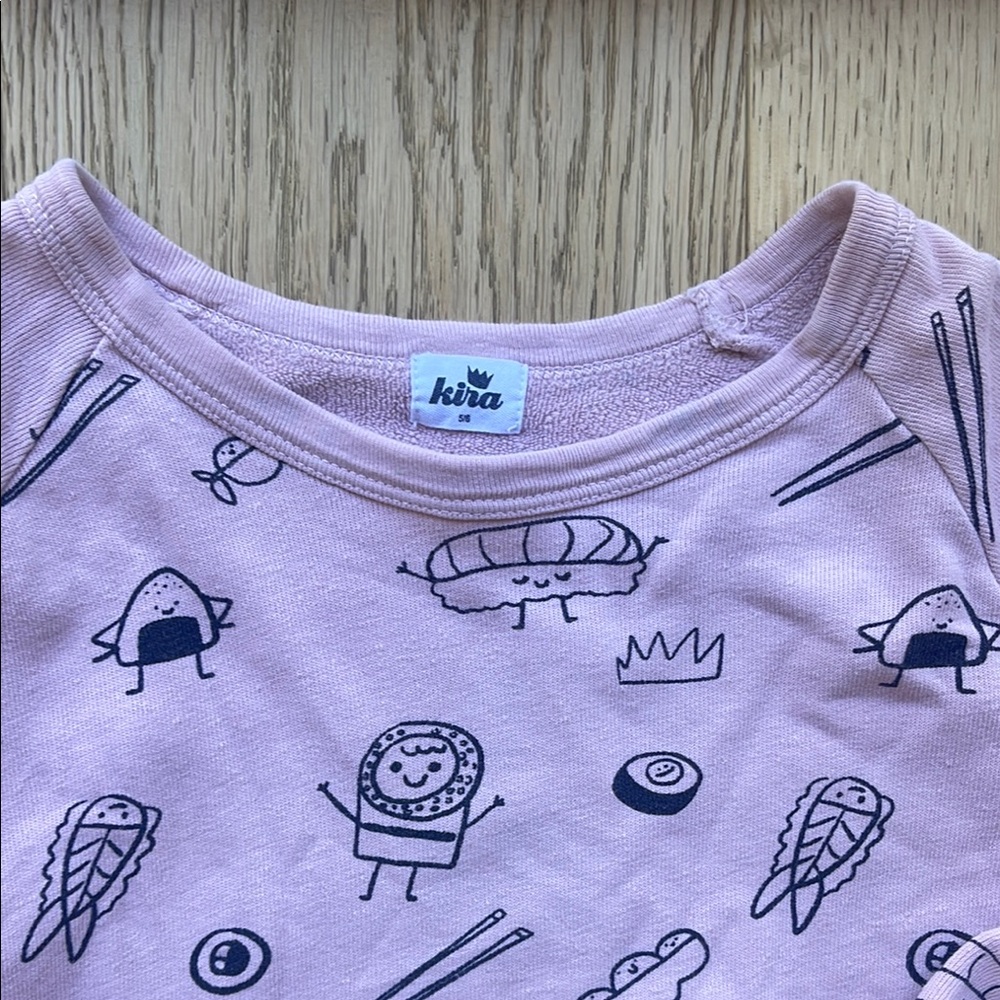 Kira kids Pink sushi inspired organic cotton Graphic Sweatshirt - Picture 2 of 5